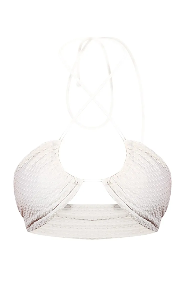 Nude Waffle Texture Halterneck Bikini Top sold by Pretty Little Thing product image thumbnail 5