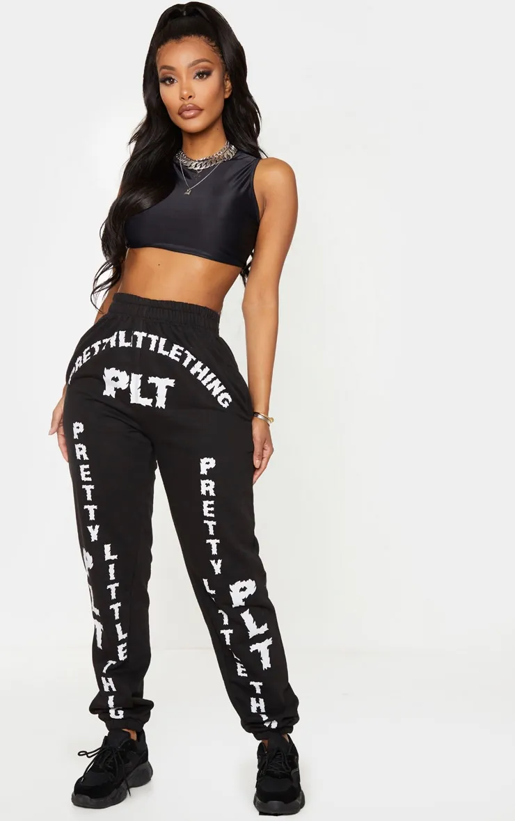 PRETTYLITTLETHING Shape Black Slogan Print Joggers sold by Pretty Little Thing