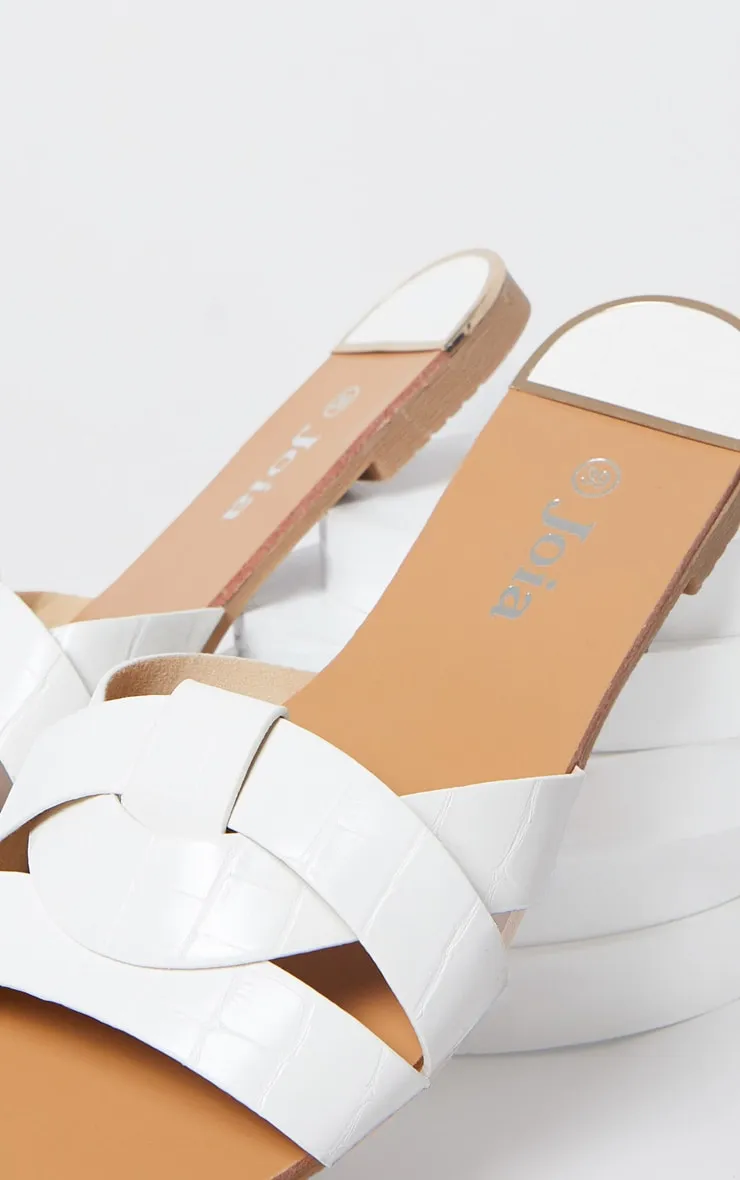 White Croc PU Strap Over Flat Sandals sold by Pretty Little Thing product image thumbnail 3