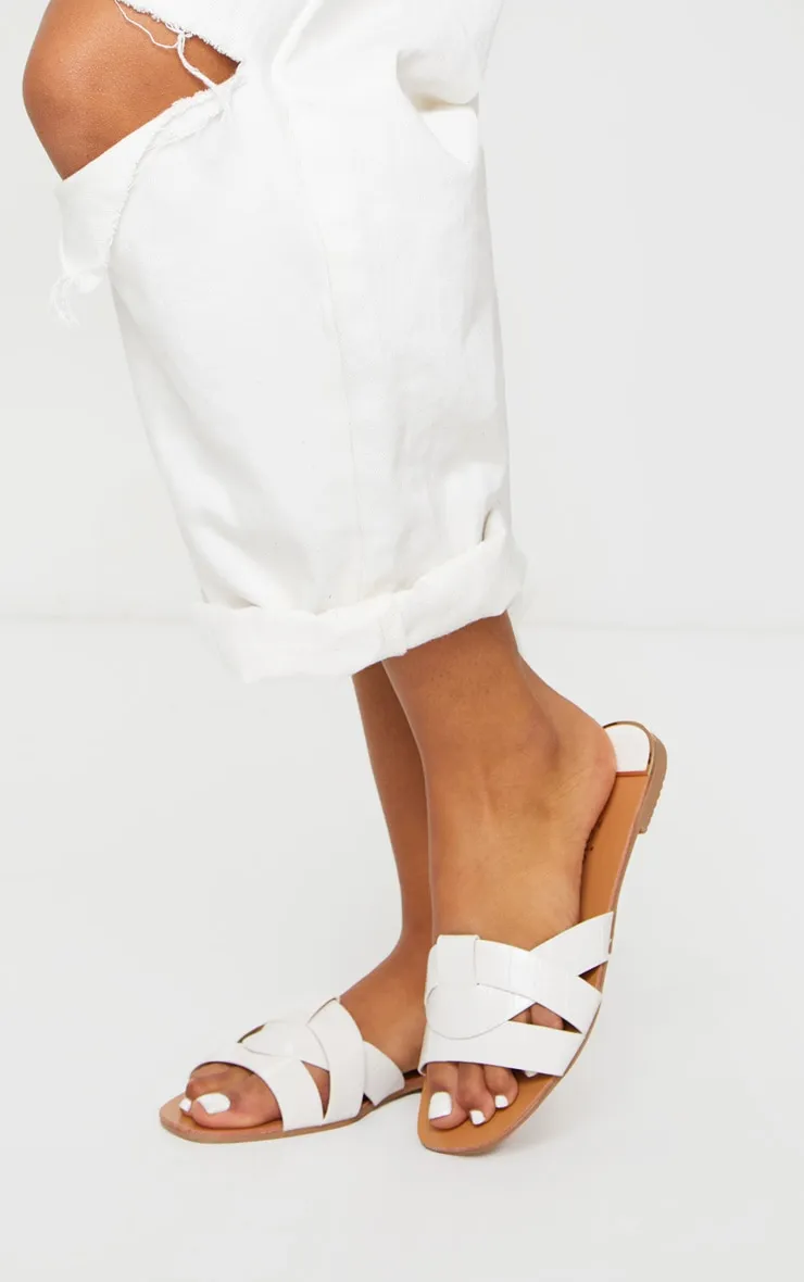 White Croc PU Strap Over Flat Sandals sold by Pretty Little Thing product image thumbnail 4