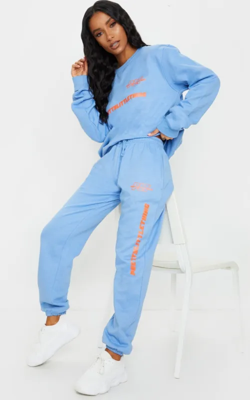 PRETTYLITTLETHING Blue Slogan Joggers sold by Pretty Little Thing