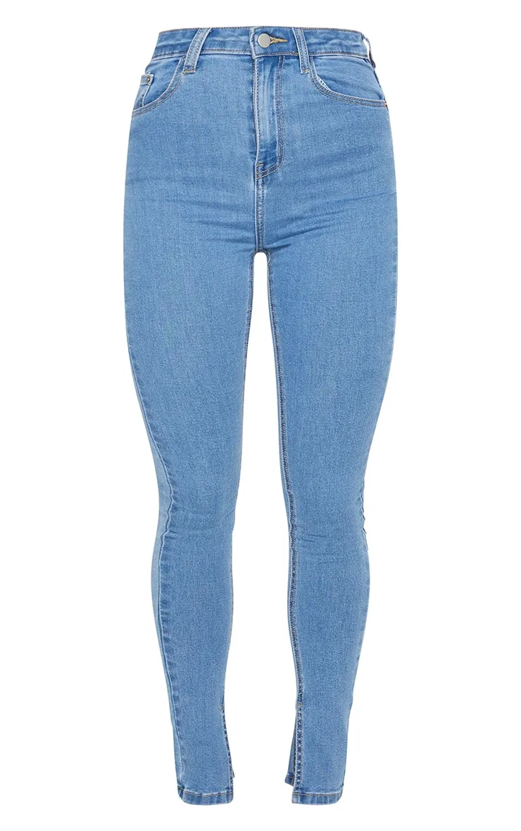 Light Blue Wash Side Split Hem Skinny Jeans sold by Pretty Little Thing product image thumbnail 5
