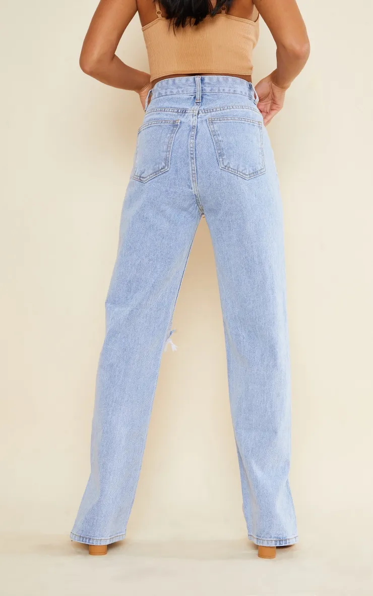 Petite Bleach Wash Ripped Split Hem Jeans sold by Pretty Little Thing product image thumbnail 3