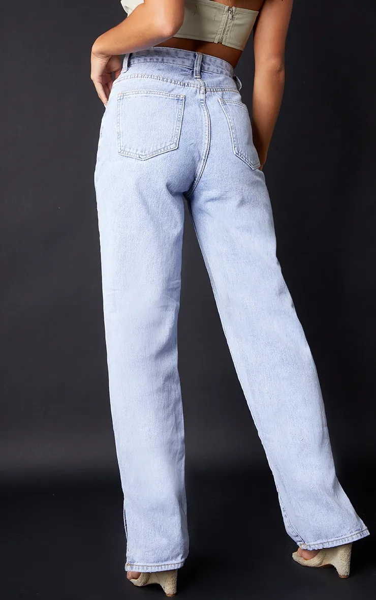 Petite Bleach Wash Split Hem Jeans sold by Pretty Little Thing product image thumbnail 3