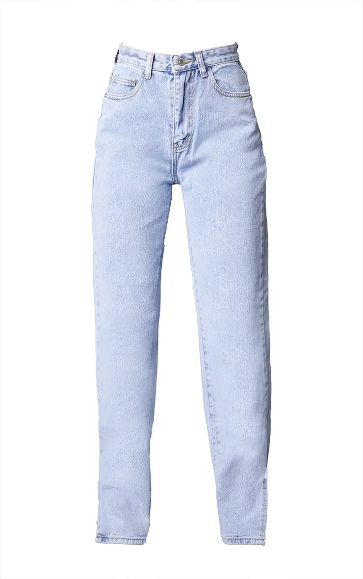 Petite Bleach Wash Split Hem Jeans sold by Pretty Little Thing product image thumbnail 5