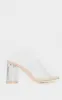 Nude Wide Fit Clear Flared Block Heel Mules sold by Pretty Little Thing