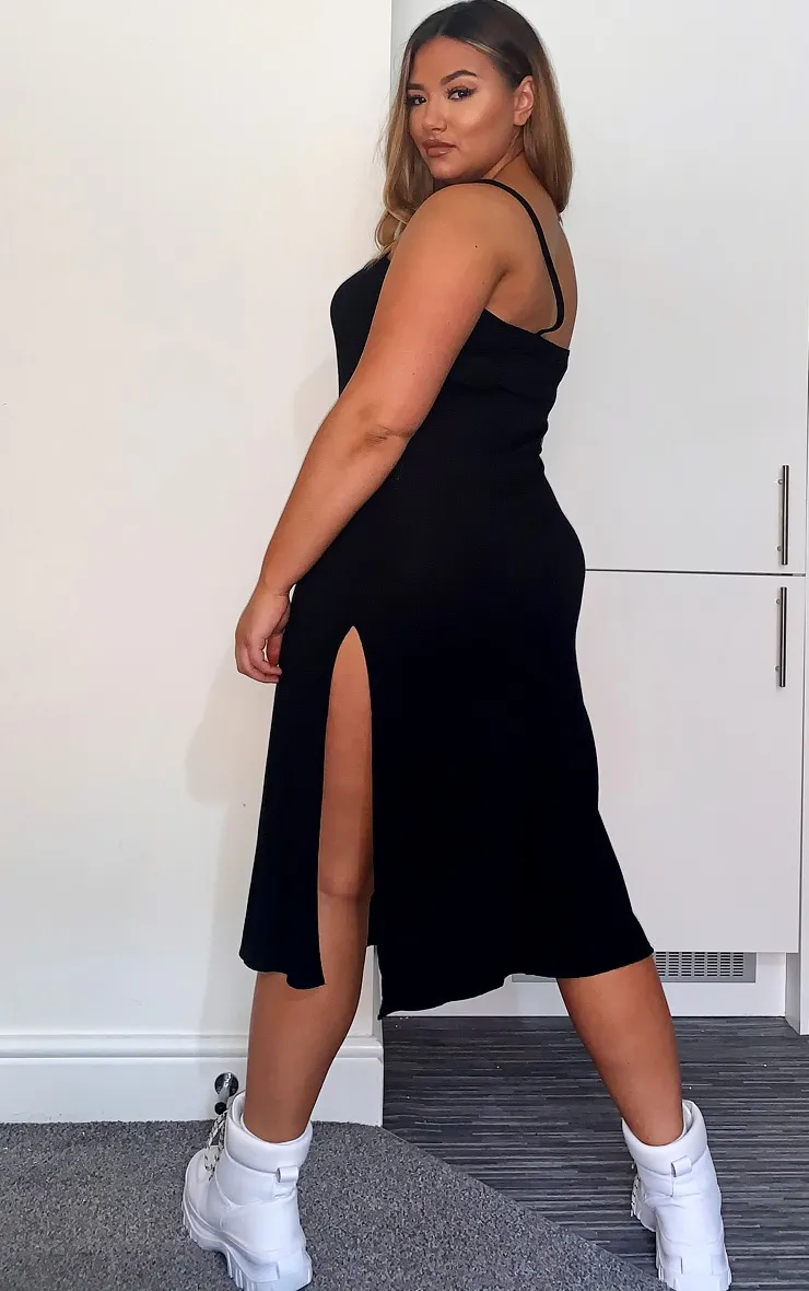 Plus Black Jersey Split Midi Dress sold by Pretty Little Thing product image thumbnail 2