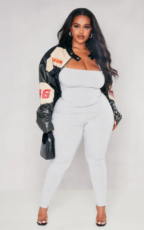 Plus Grey Basic Strappy Jumpsuit sold by Pretty Little Thing