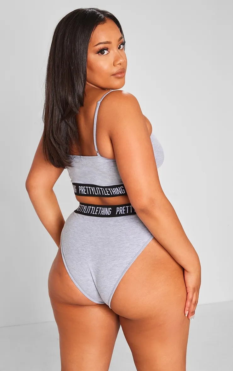 Plus PRETTYLITTLETTHING Grey Jersey Logo Tape Lingerie Set sold by Pretty Little Thing product image thumbnail 2