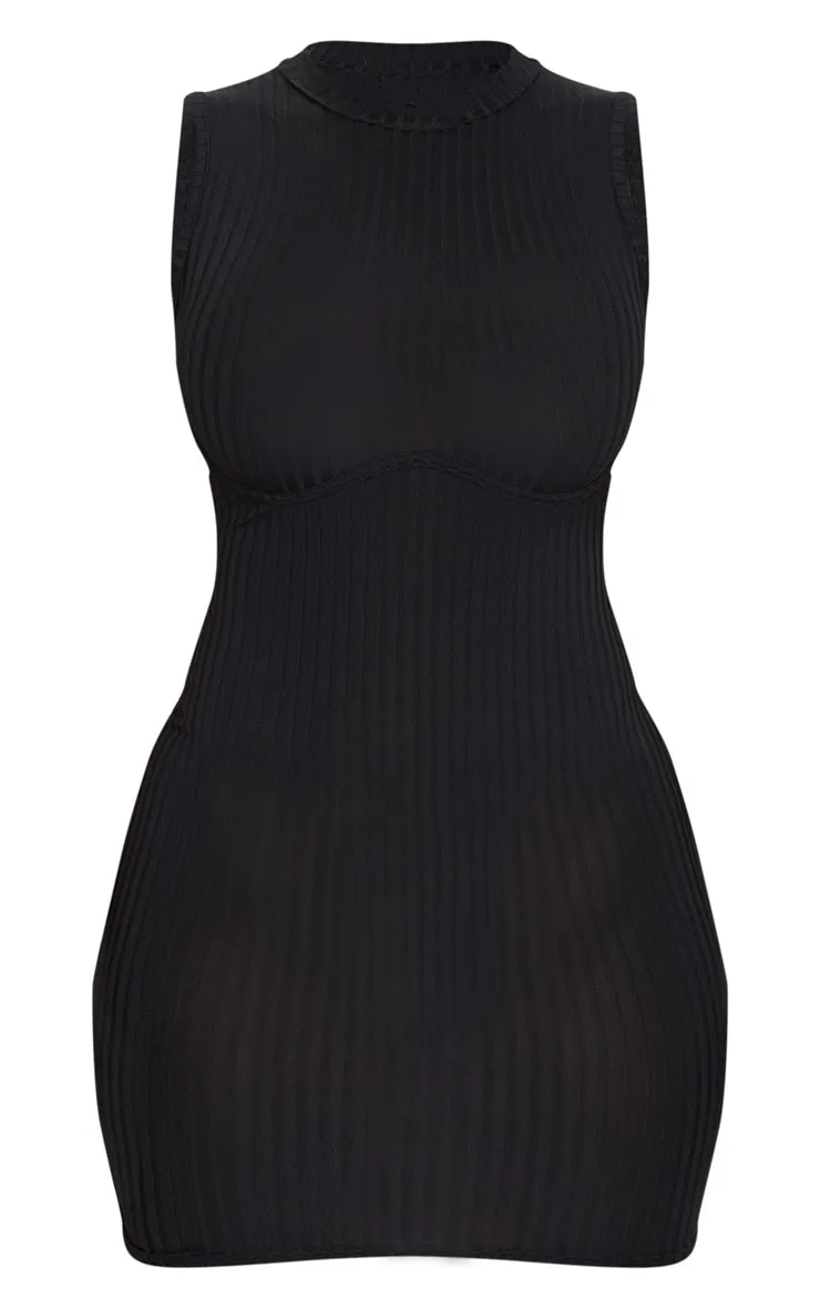 Shape Black Rib Bust Detail Bodycon Dress sold by Pretty Little Thing product image thumbnail 5
