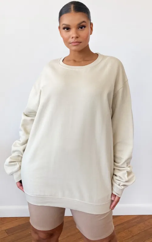 Plus Sand Ultimate Oversized Sweatshirt sold by Pretty Little Thing