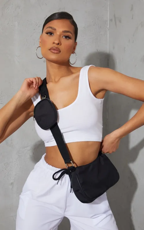 Black Multi Pockets Cross Body Bag sold by Pretty Little Thing