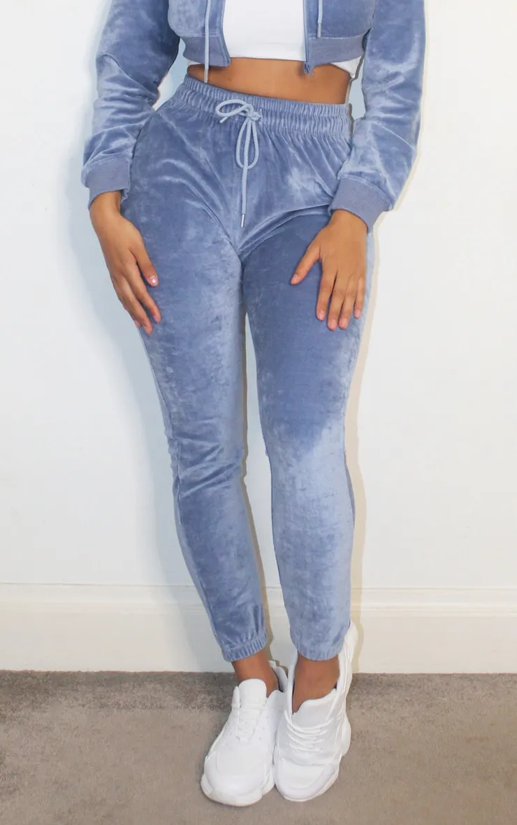 PRETTYLITTLETHING Shape Dusty Blue Velour Skinny Joggers sold by Pretty Little Thing product image thumbnail 2