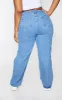 PRETTYLITTLETHING Plus Mid Blue Ripped Straight Leg Jeans sold by Pretty Little Thing
