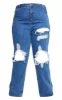 PRETTYLITTLETHING Plus Mid Blue Ripped Straight Leg Jeans sold by Pretty Little Thing