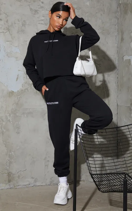 PRETTYLITTLETHING Black Embroidered Slogan Joggers sold by Pretty Little Thing