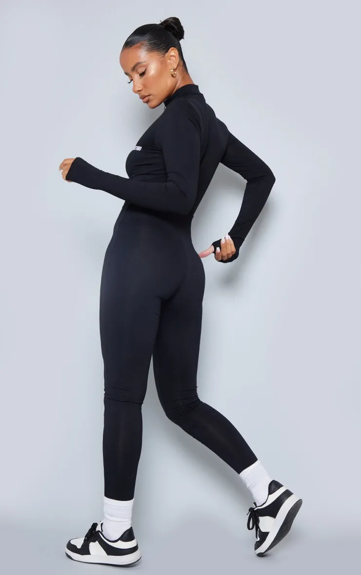 PRETTYLITTETHING Black Embroidered Zip Front Catsuit sold by Pretty Little Thing product image thumbnail 2