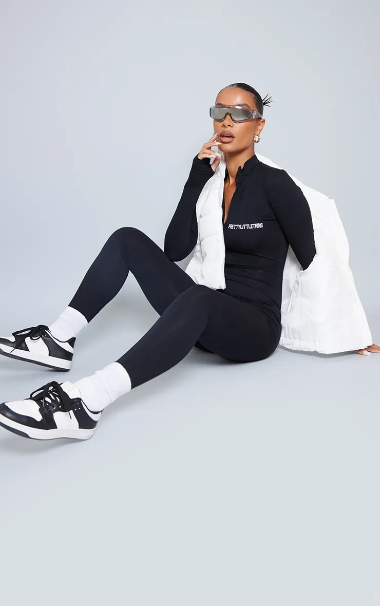 PRETTYLITTETHING Black Embroidered Zip Front Catsuit sold by Pretty Little Thing product image thumbnail 3