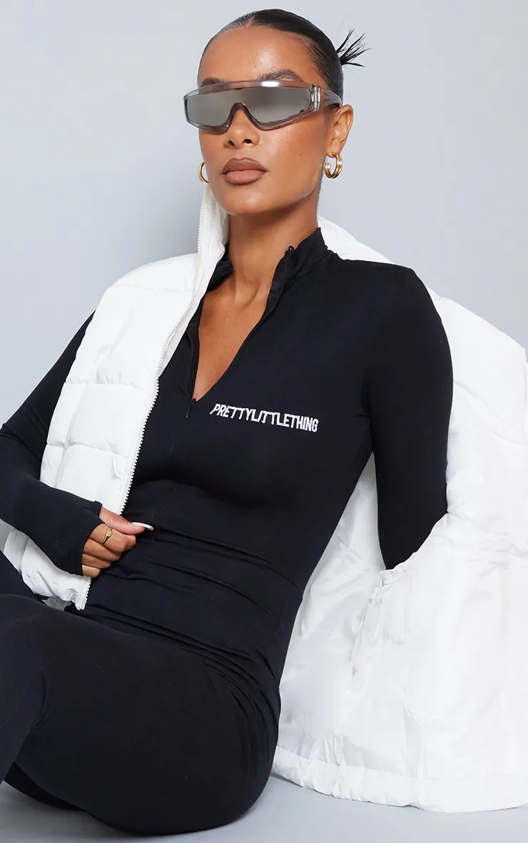 PRETTYLITTETHING Black Embroidered Zip Front Catsuit sold by Pretty Little Thing product image thumbnail 4