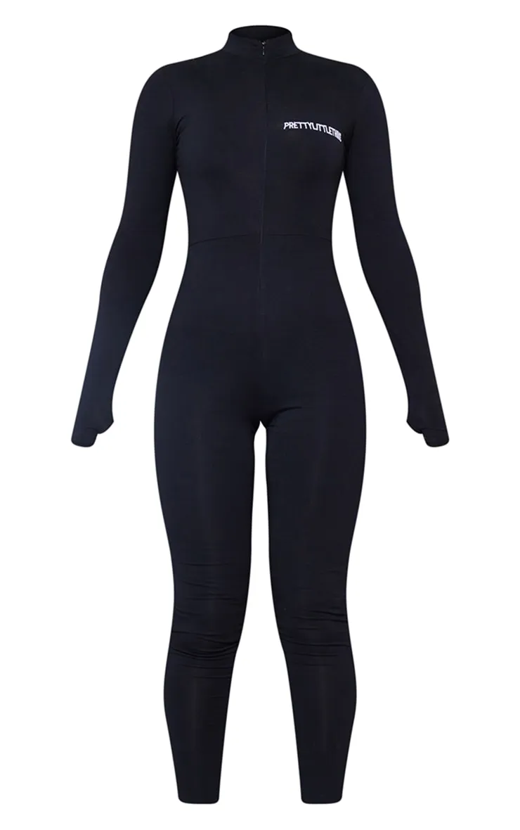 PRETTYLITTETHING Black Embroidered Zip Front Catsuit sold by Pretty Little Thing product image thumbnail 5