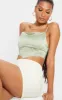 Sage Satin Cowl Neck Crop Top sold by Pretty Little Thing