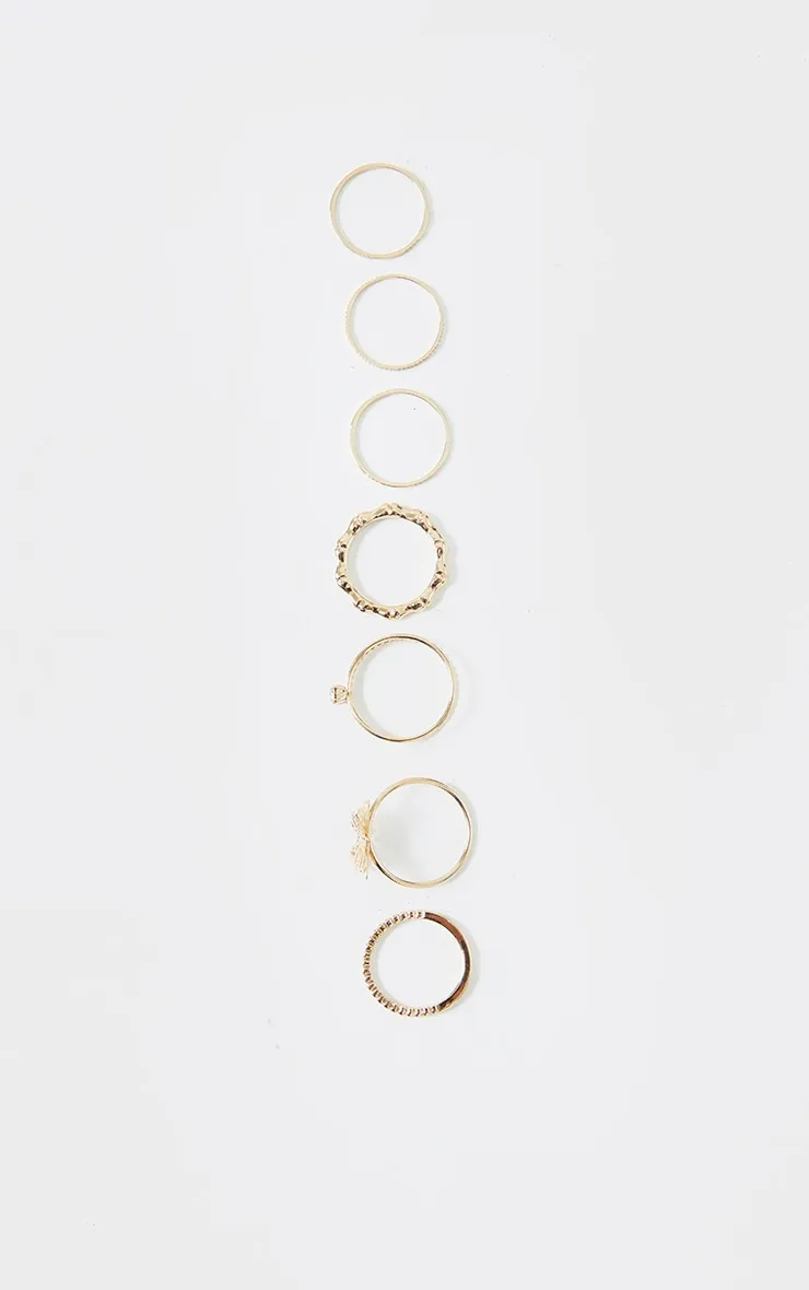 Gold Butterfly And Mixed Ring 7 Pack sold by Pretty Little Thing product image thumbnail 2