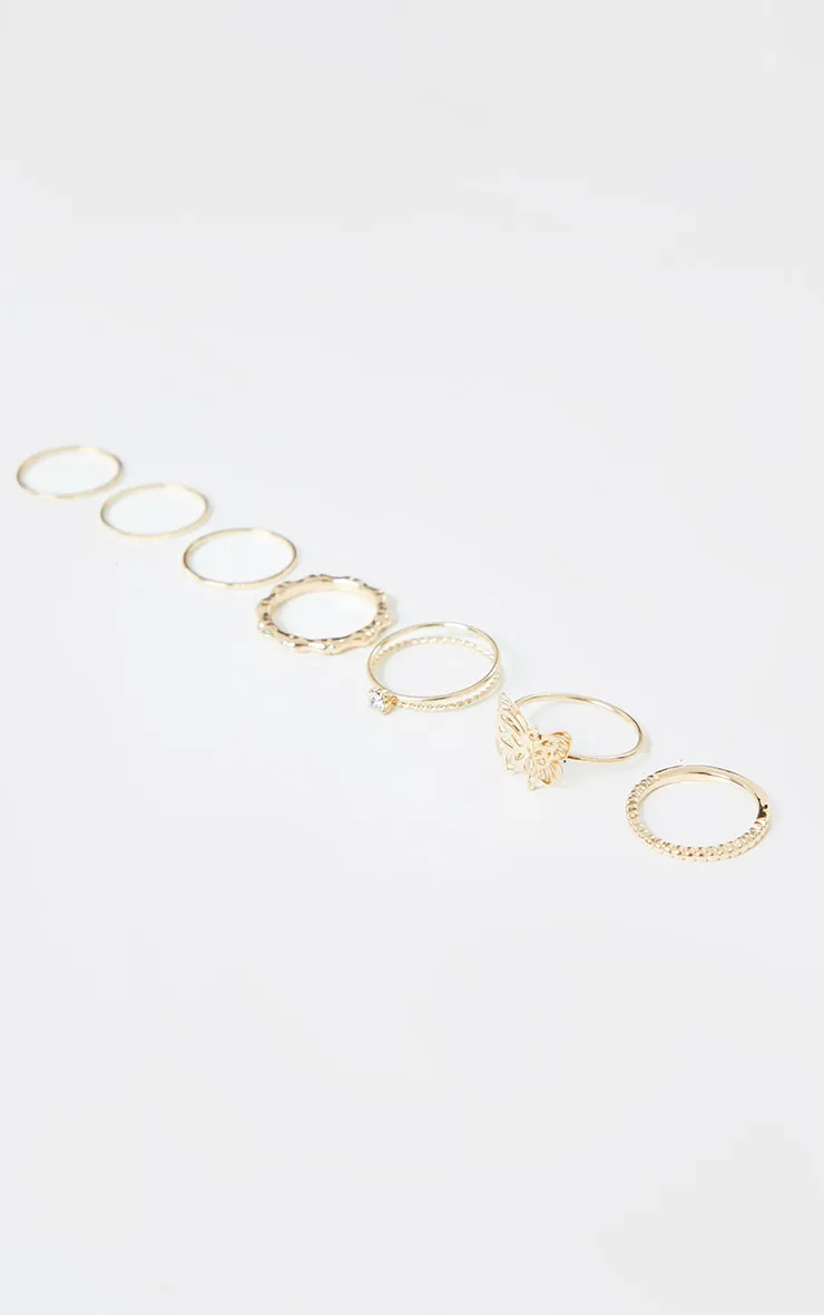 Gold Butterfly And Mixed Ring 7 Pack sold by Pretty Little Thing product image thumbnail 3