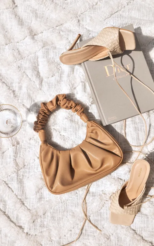 Tan Extreme Ruched Handle Shoulder Bag sold by Pretty Little Thing