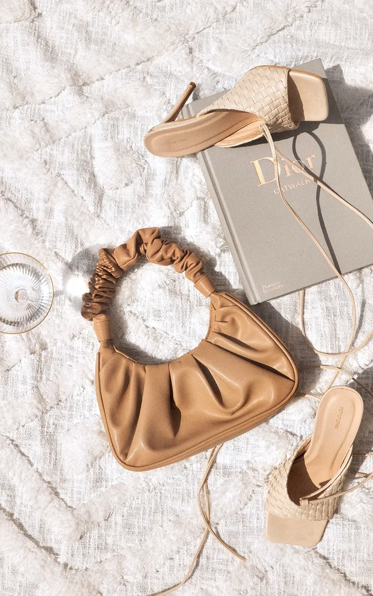 Tan Extreme Ruched Handle Shoulder Bag sold by Pretty Little Thing