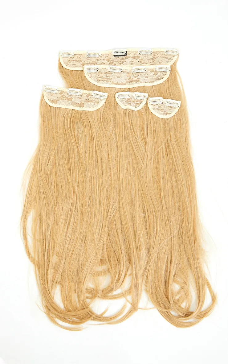 LullaBellz Super Thick 22'5 Piece Straight Clip In Hair Extensions Golden Blonde sold by Pretty Little Thing product image thumbnail 5