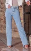 PRETTYLITTLETHING Petite Light Blue Wash Long Leg Straight Jeans sold by Pretty Little Thing