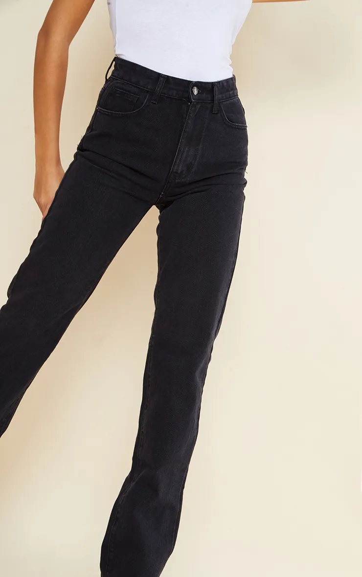 PRETTYLITTLETHING Tall Washed Black High Waist Long Leg Straight Jeans sold by Pretty Little Thing product image thumbnail 4