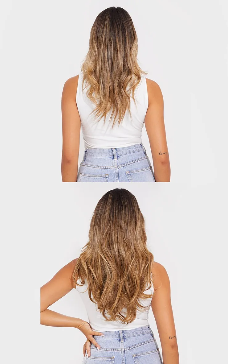 LullaBellz Super Thick 16" 5 Piece Blow Dry Wavy Clip In Hair Extensions Mellow Brown sold by Pretty Little Thing product image thumbnail 4