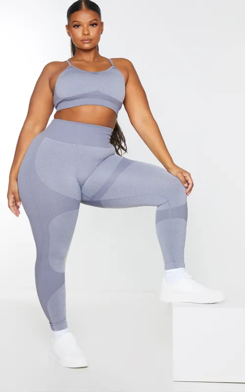 Plus Charcoal Seamless 2 Tone Contour Leggings sold by Pretty Little Thing