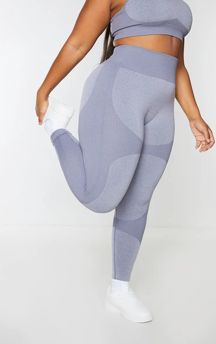 Plus Charcoal Seamless 2 Tone Contour Leggings sold by Pretty Little Thing product image thumbnail 2