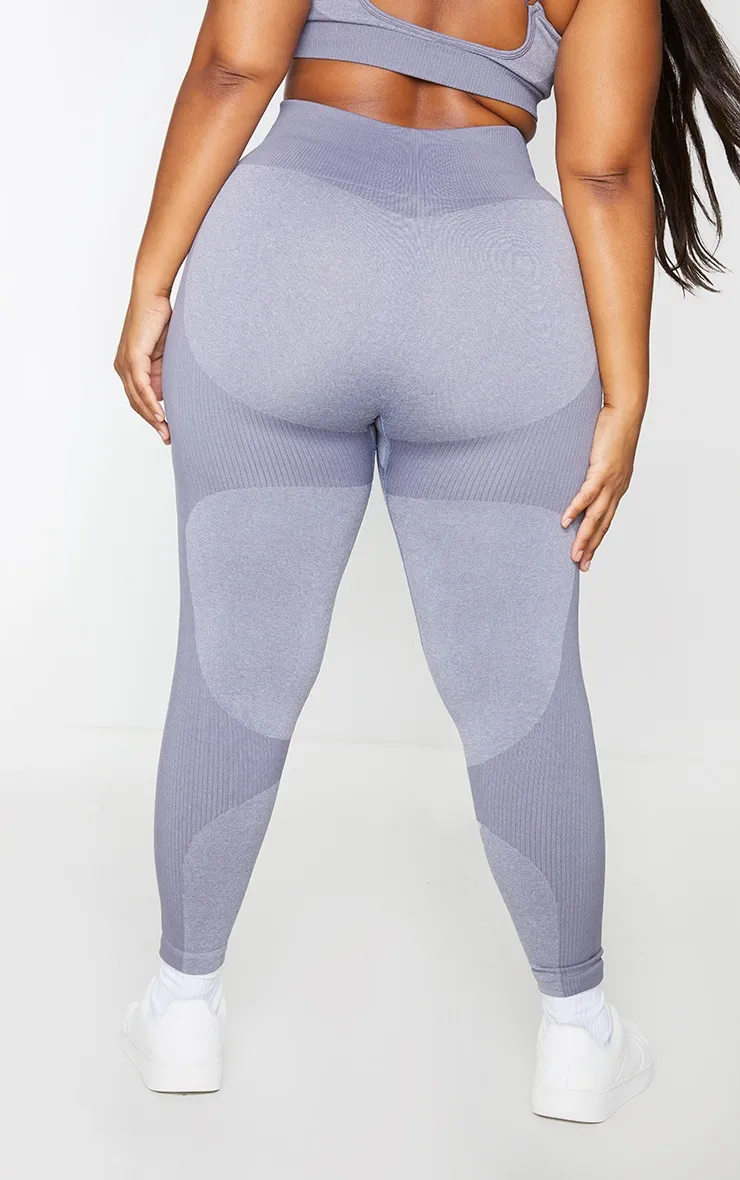 Plus Charcoal Seamless 2 Tone Contour Leggings sold by Pretty Little Thing product image thumbnail 3