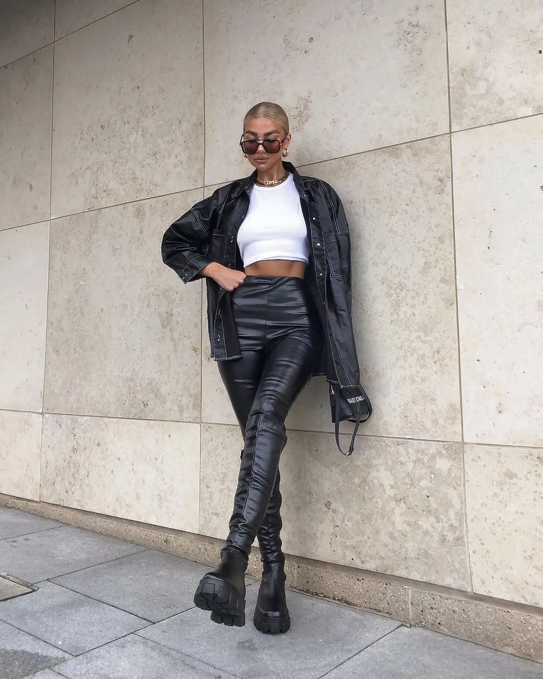 Black Extreme Chunky Sole Knee High Boots sold by Pretty Little Thing