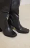 Black Square Toe Flare Block Heel Knee High Boots sold by Pretty Little Thing