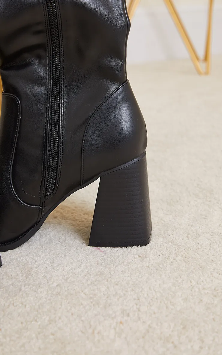 Black Square Toe Flare Block Heel Knee High Boots sold by Pretty Little Thing product image thumbnail 4