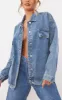 PRETTYLITTLETHING Mid Blue Wash Oversized Boyfriend Pocket Detail Denim Jacket sold by Pretty Little Thing