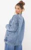 PRETTYLITTLETHING Mid Blue Wash Oversized Boyfriend Pocket Detail Denim Jacket sold by Pretty Little Thing