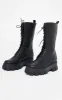 Black Extreme Chunky Sole Calf High Biker Boots sold by Pretty Little Thing