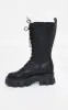 Black Extreme Chunky Sole Calf High Biker Boots sold by Pretty Little Thing