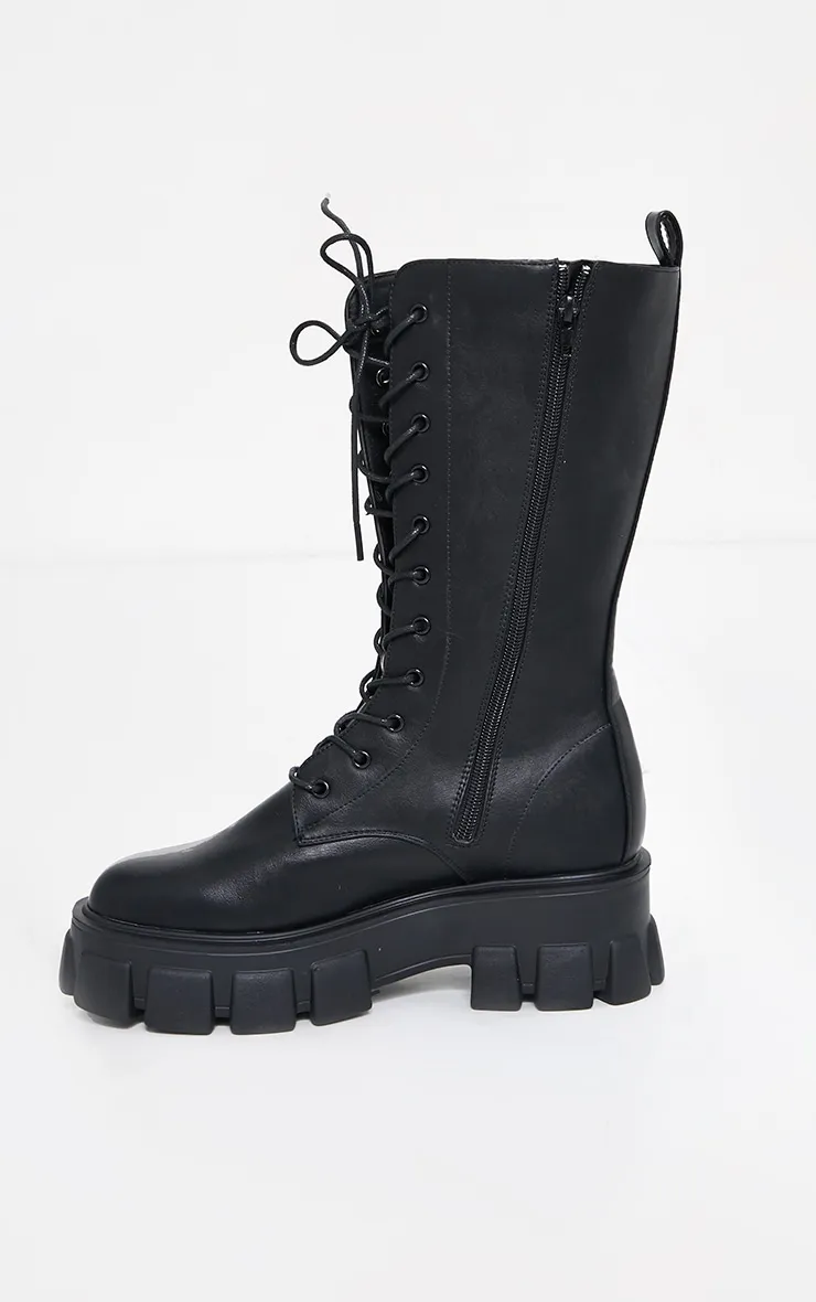 Black Extreme Chunky Sole Calf High Biker Boots sold by Pretty Little Thing product image thumbnail 4