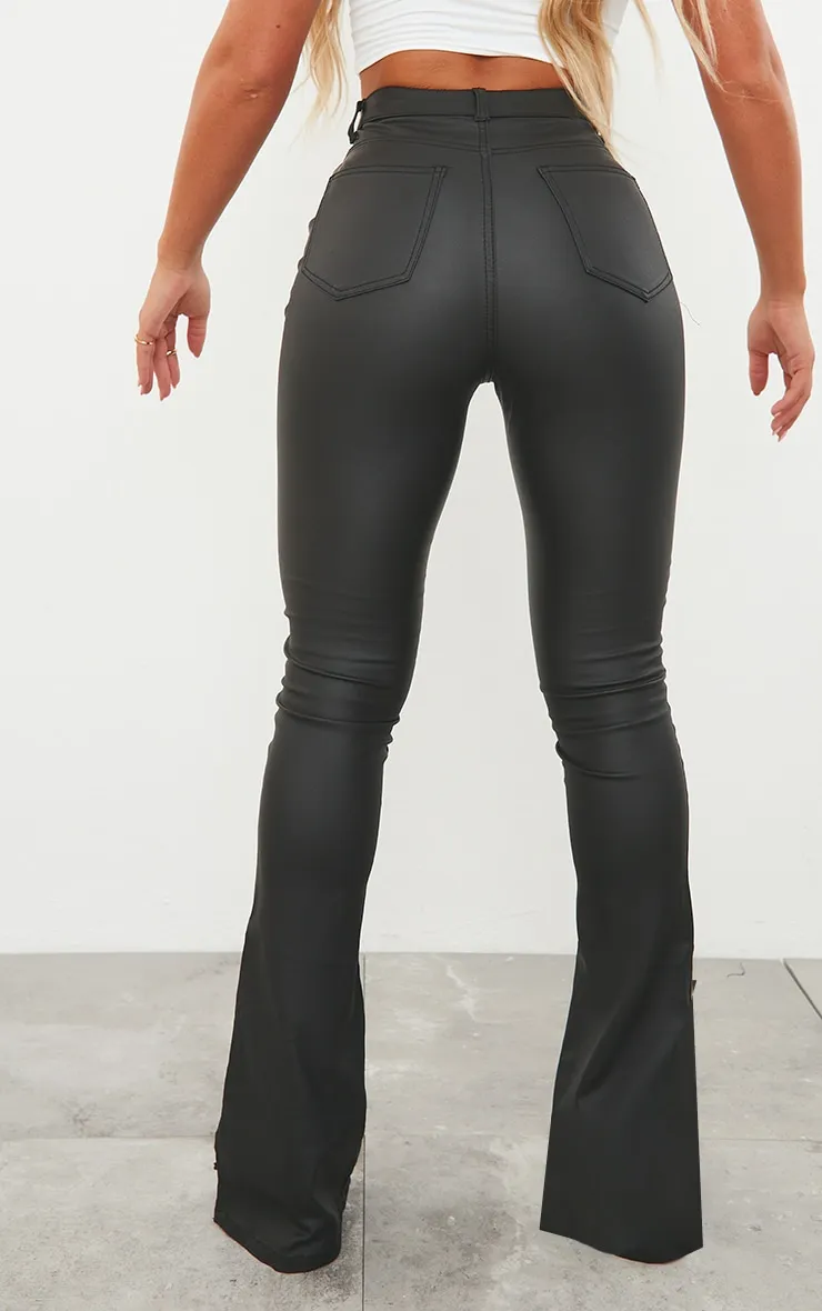 Black Coated Denim Split Hem Flares sold by Pretty Little Thing product image thumbnail 3