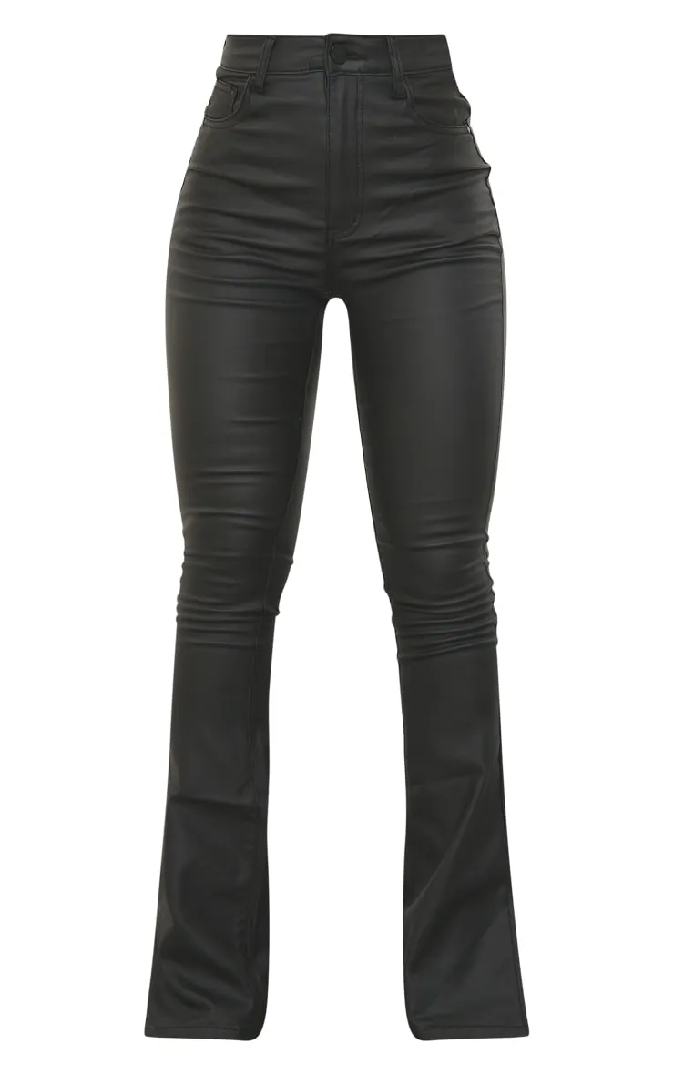Black Coated Denim Split Hem Flares sold by Pretty Little Thing product image thumbnail 5