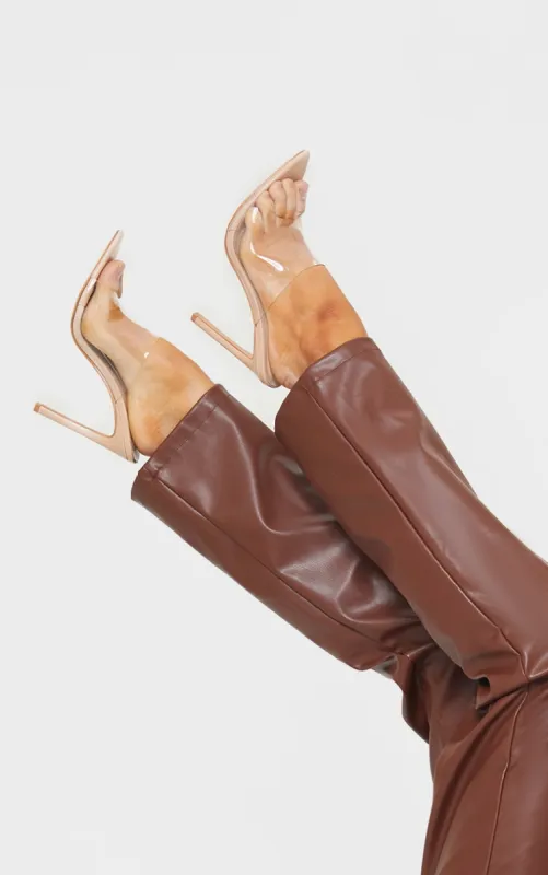 Nude Clear Strap Pu Point Toe High Heels sold by Pretty Little Thing