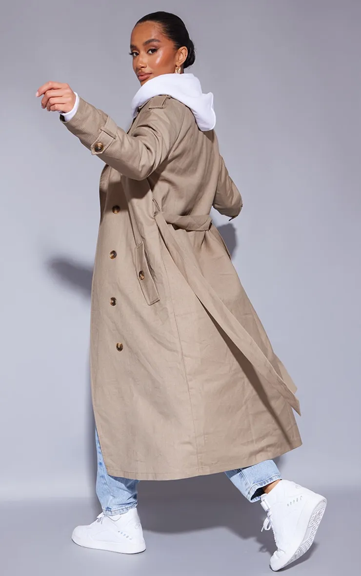 Petite Stone Woven Oversized Trench Coat sold by Pretty Little Thing product image thumbnail 2
