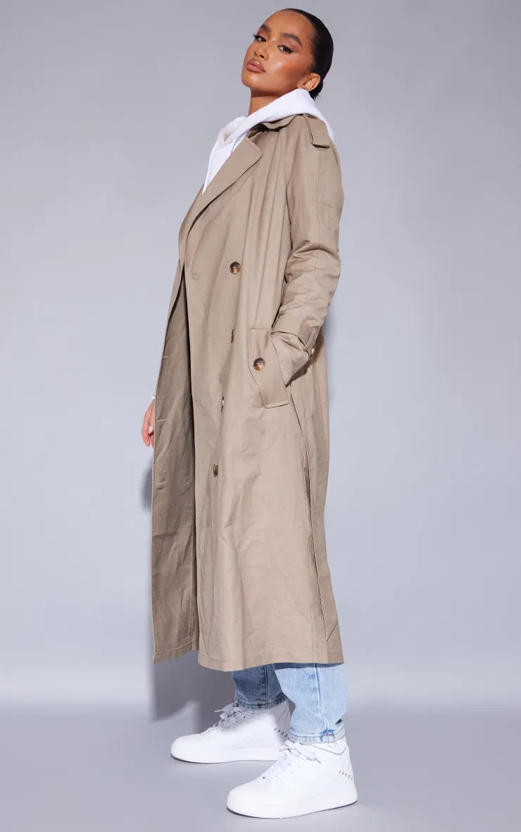 Petite Stone Woven Oversized Trench Coat sold by Pretty Little Thing product image thumbnail 3