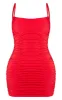 Shape Red Slinky Extreme Ruched Bodycon Dress sold by Pretty Little Thing